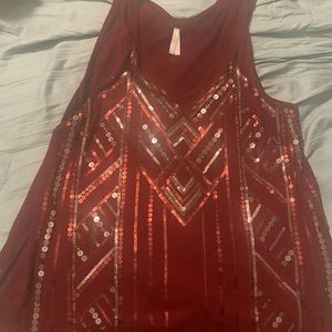 Vanity Red, sequined tank top